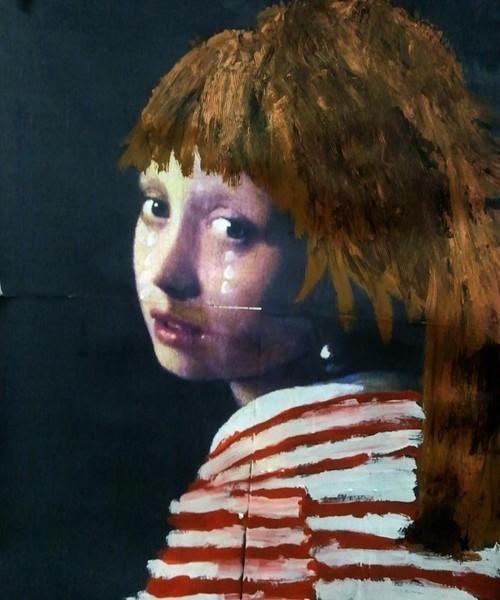 Peinture sur photo réalisé lors d'un atelier enfant, Le gribouillard